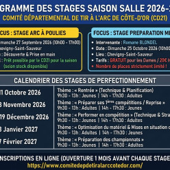 Programme des Stages de la Saison Salle 2026-2027