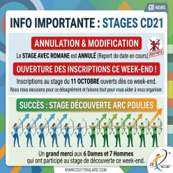 📣 INFO IMPORTANTE : MODIFICATIONS DE STAGES ET OUVERTURE DES INSCRIPTIONS !