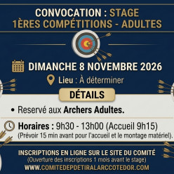 🎯 Stage "1ères Compétitions" — Dimanche 8 Novembre 2026 Adultes matin