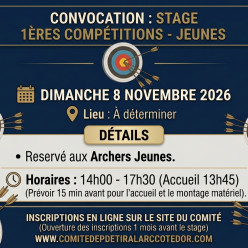 🎯 Stage "1ères Compétitions" — Dimanche 8 Novembre 2026 Jeunes Après-midi